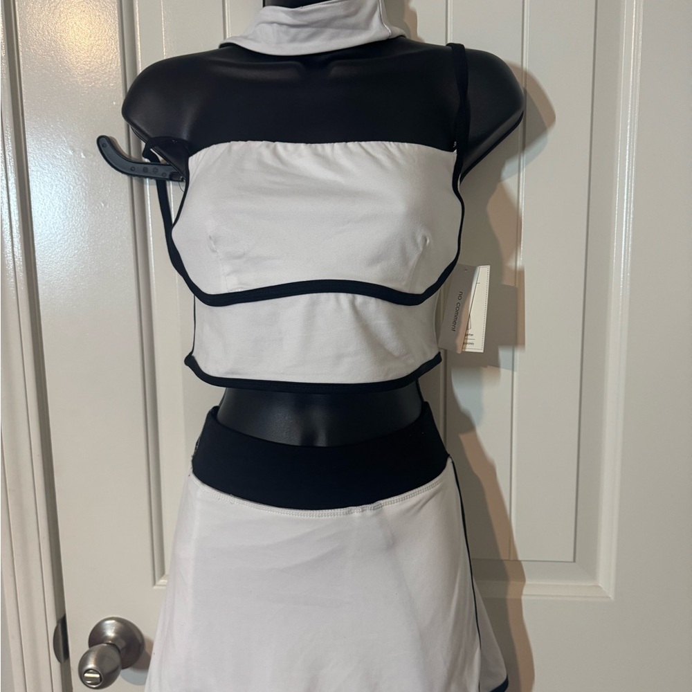White and Black Two-Piece Set with Matching Handband